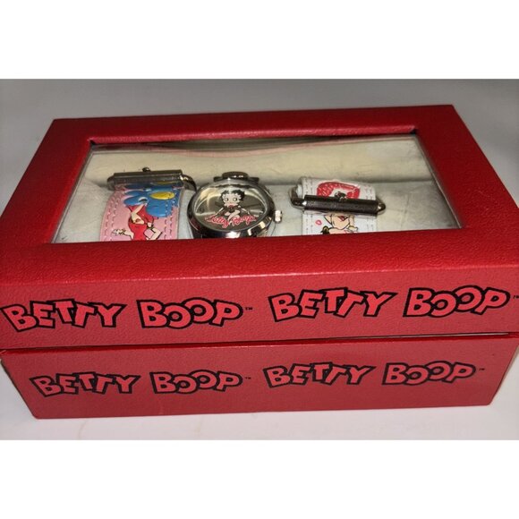 Vintage Betty Boop Watch W/ Leather Band Set of 3 - Pink,White & Black NEW RARE - Picture 5 of 16